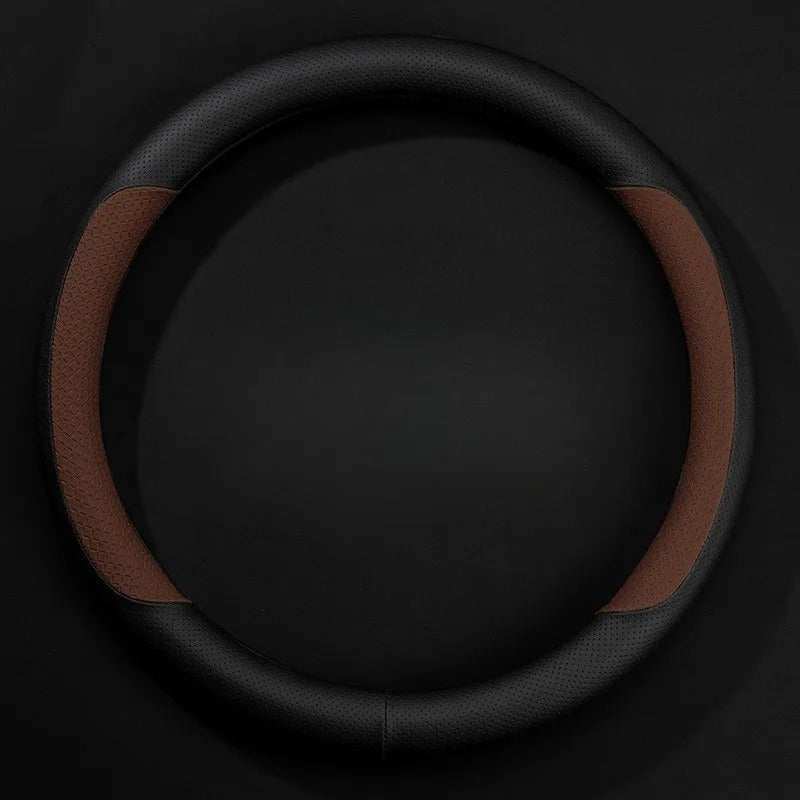 Nappa Leather Steering Wheel Cover – Non-Slip Universal 38 cm