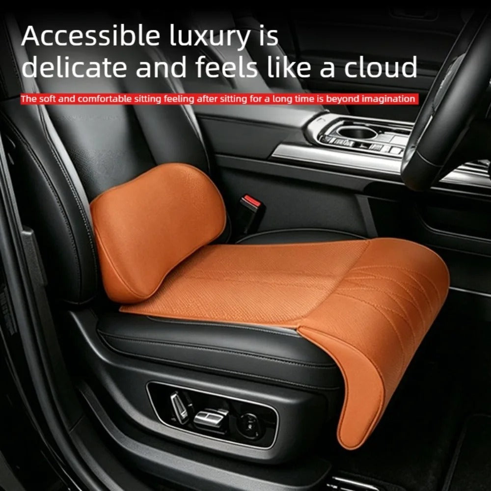 3-in-1 Universal Car Seat Cushion Set – Backrest, Seat Cushion & Leg Support - Delicate Leather  