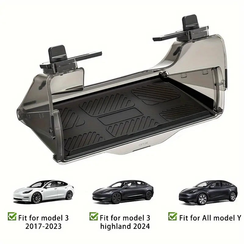 Tesla Model Y & Model 3 Center Console Organizer – Trunk Organizer with Magnetic Closure, Hidden Privacy Storage, and Under-Screen Design for 2016-2024 Models – Premium Accessories for a Clutter-Free Ride