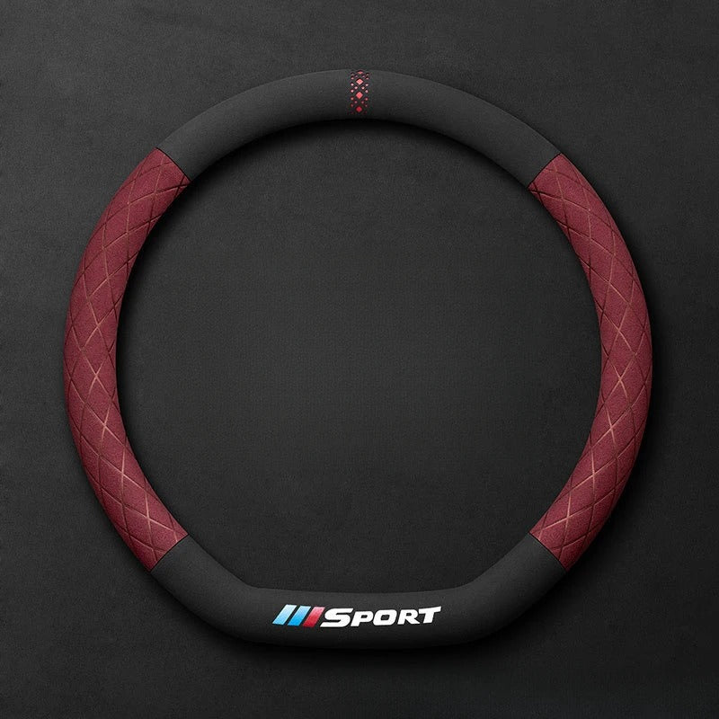 Suede Steering Wheel Cover – Universal 38cm Non-Slip Breathable Grip for Cars and SUVs - Delicate Leather  