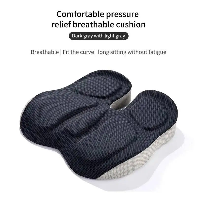 Ergonomic Memory Foam Seat Cushion – Breathable Non-Slip Chair & Car Seat Cushion - Delicate Leather