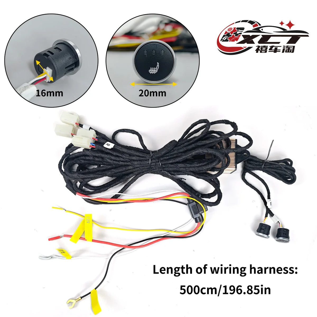 12V Car Seat Heater Kit – Built-In Heating Pads with Dual Control Round Switch - Delicate Leather