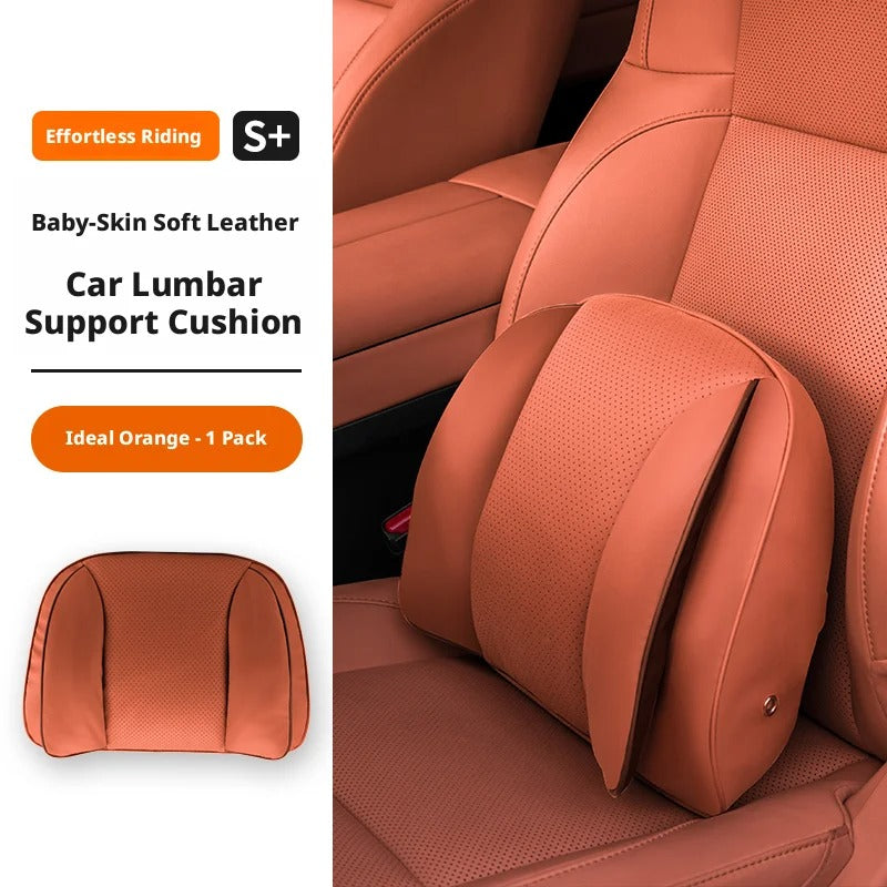 Premium Car Headrest & Lumbar Pillow – Universal Adjustable Neck & Back Cushion - Delicate Leather