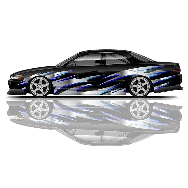 Flame Car Side Graphic Vinyl Decal – Racing Style PVC Exterior Sticker - Delicate Leather