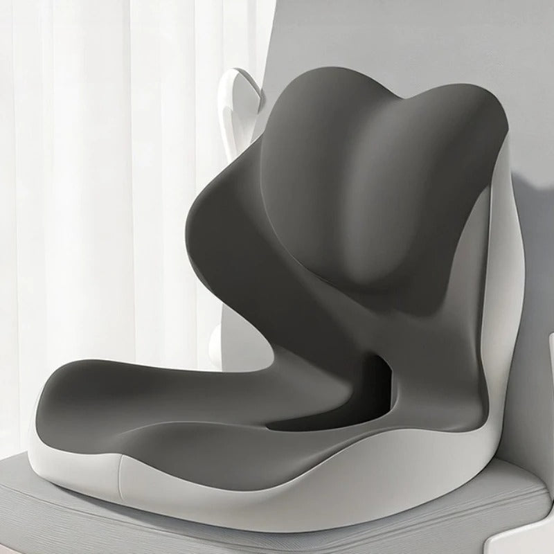 Memory Foam Seat Cushion with Integrated Backrest – Office Chair Support Cushion - Delicate Leather