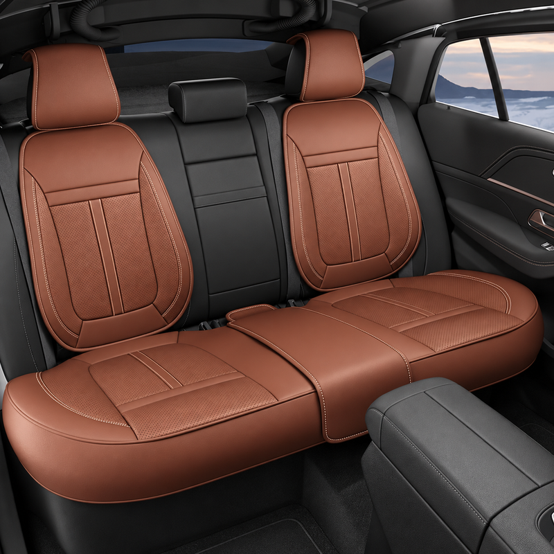 Nappa Leather Car Seat Covers – Waterproof, Universal Fit with Surround Bottom Design | Luxury Seat Protector for Cars, SUVs, Pickups - Delicate Leather