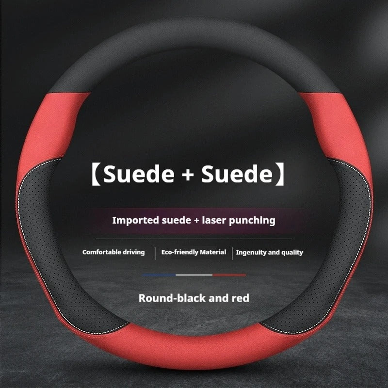 Microfiber Leather & Suede Steering Wheel Cover – Breathable Non-Slip Comfortable Grip - Delicate Leather