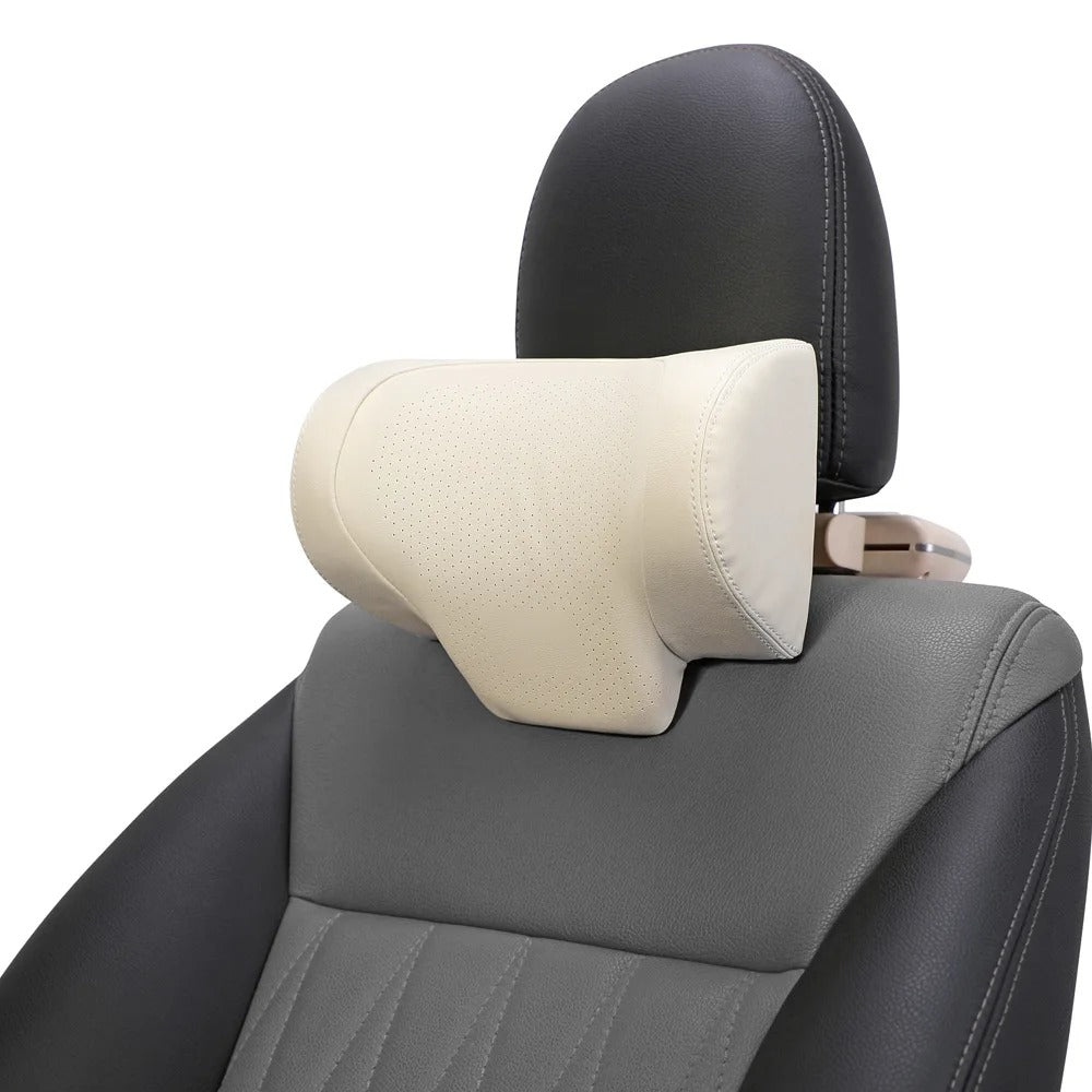 Adjustable Memory Foam Car Headrest Pillow – Universal Neck Support for Driver & Passenger - Delicate Leather