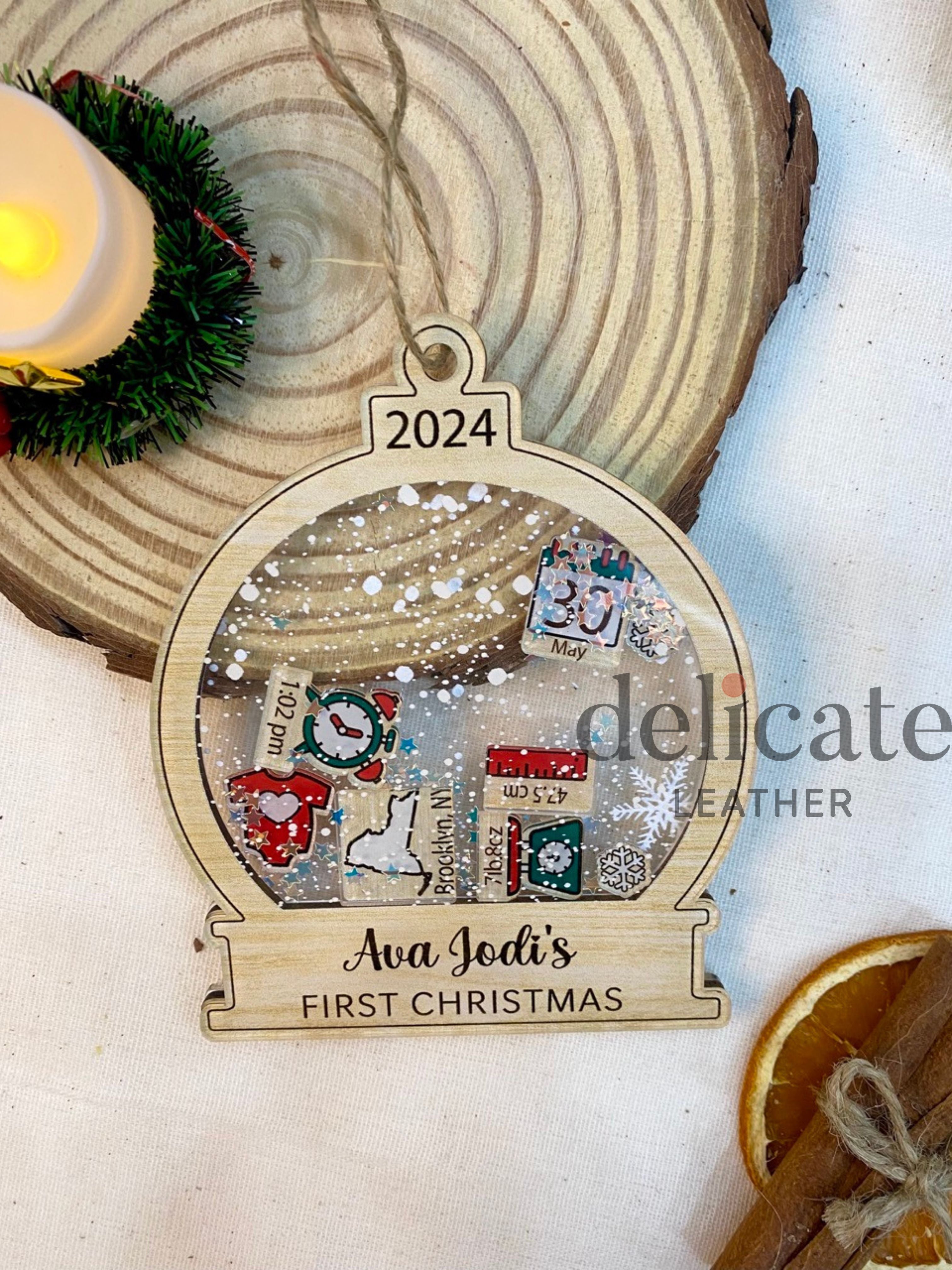 Personalized Baby's First Christmas 2024 Ornament – Custom 4D Shake Newborn Gift and Xmas Keepsake