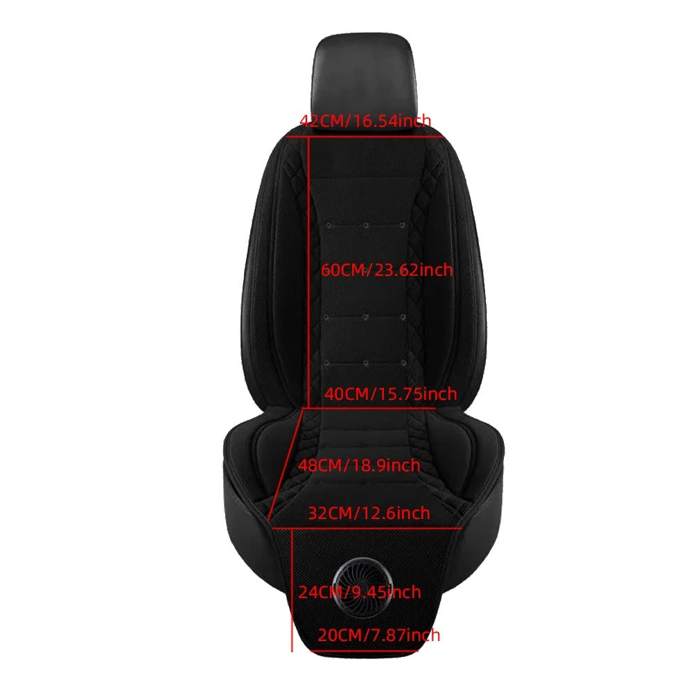 USB Ventilated Car Seat Cushion – 3-Speed Cooling Fan Breathable Universal Seat Cover - Delicate Leather  