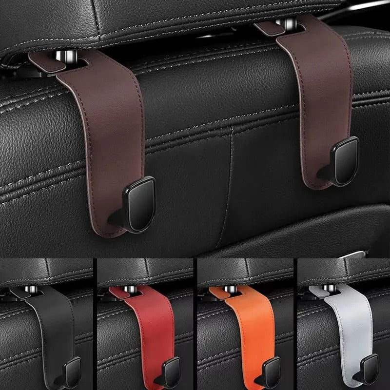Leather Car Seat Headrest Hook – Auto Seat Back Hanger for Storage & Organization - Delicate Leather