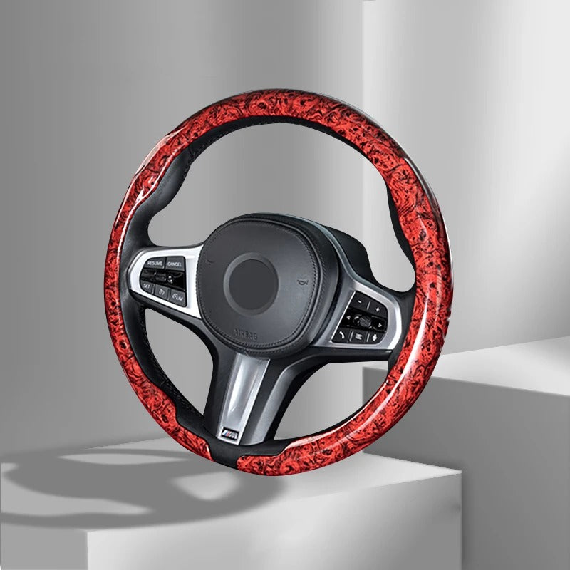 Universal Anti-Slip Wood Grain Steering Wheel Cover 38cm (15 Inch) – Premium Car Steering Wheel Protector - Delicate Leather