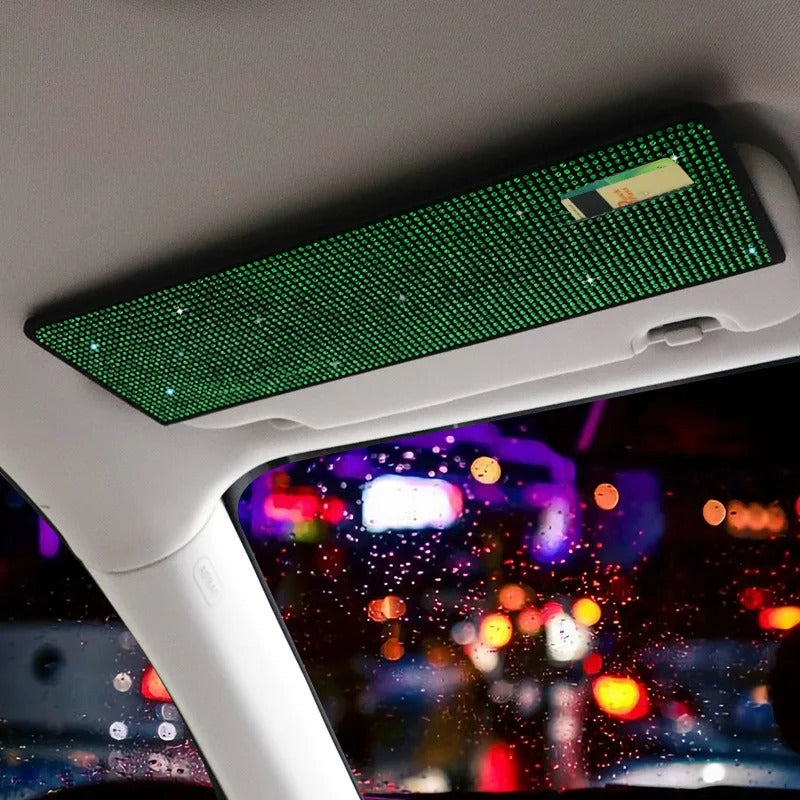 Bling Rhinestone Car Sun Visor Extender – Glare Shield with Card & Ticket Holder