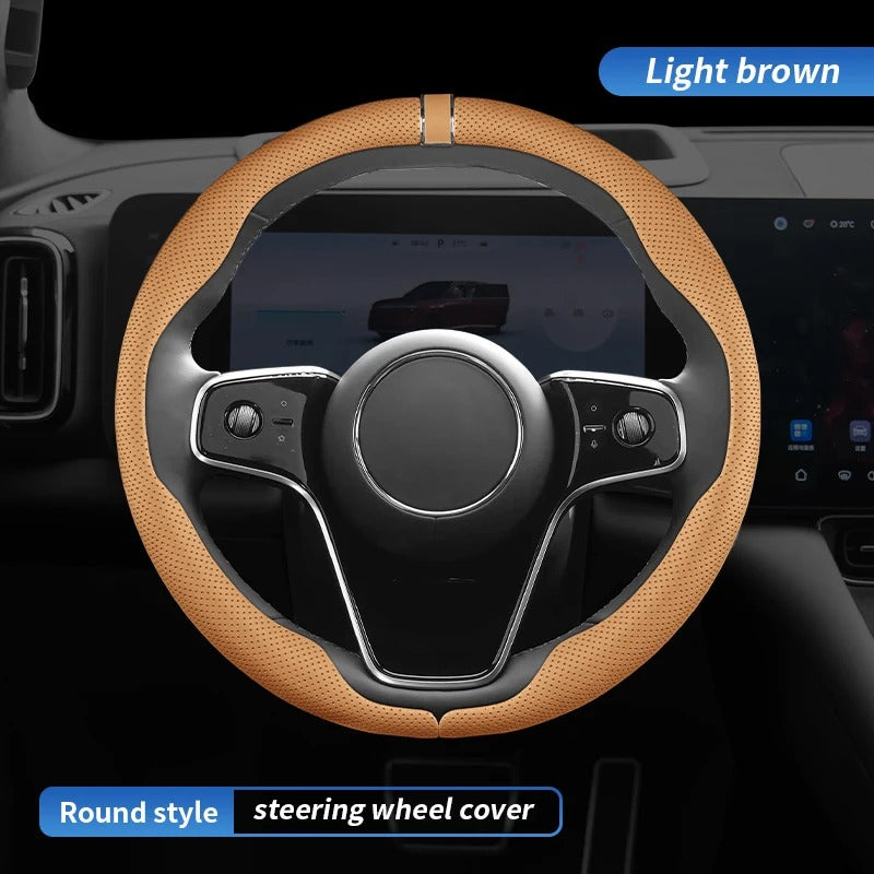 Premium Steering Wheel Cover – Easy Installation, Anti-Slip Universal 38cm Fit - Delicate Leather