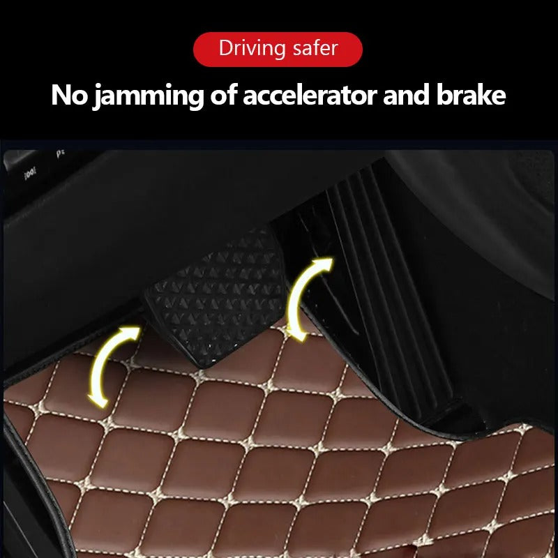 Universal PU Leather Car Floor Mats – Waterproof All-Weather 4-Piece Floor Mat Set for 5-Seat Vehicles - Delicate Leather