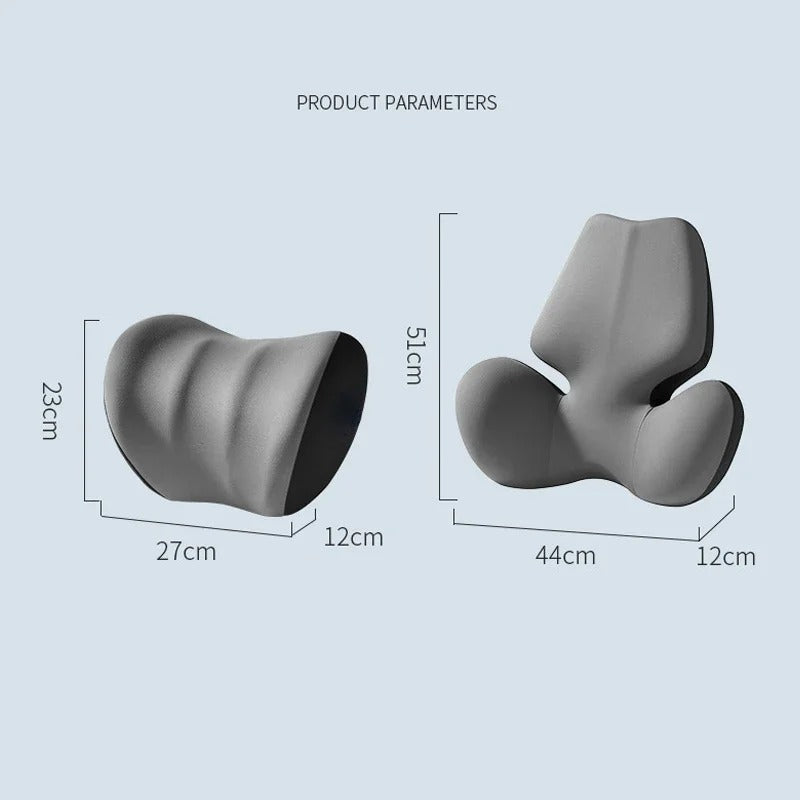 Memory Foam Car Neck & Waist Pillow – Universal Removable Washable Seat Cushion - Delicate Leather