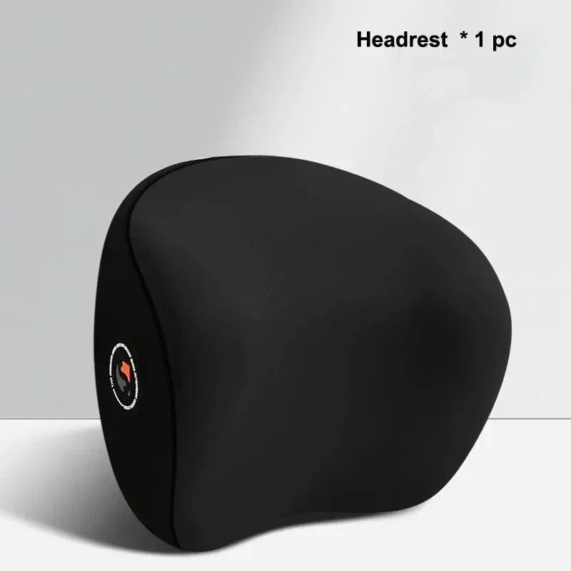 Car Headrest Neck Support Pillow – Memory Foam Seat Cushion, Breathable & Comfortable for In-Car Rest - Delicate Leather  