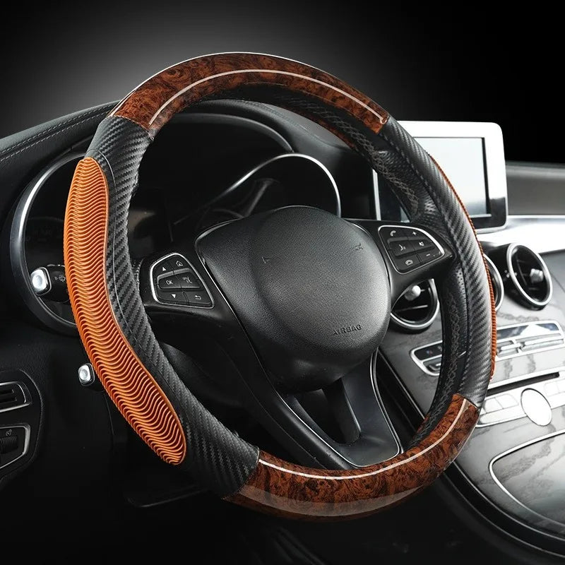 Universal Carbon Fiber Steering Wheel Cover – Non-Slip Car Interior Protection - Delicate Leather  