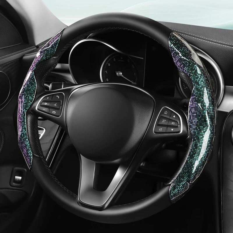 High-Quality PU Leather Snap-On Steering Wheel Cover – Thin, Light, Shiny, Comfortable Universal Wheel Protector - Delicate Leather  
