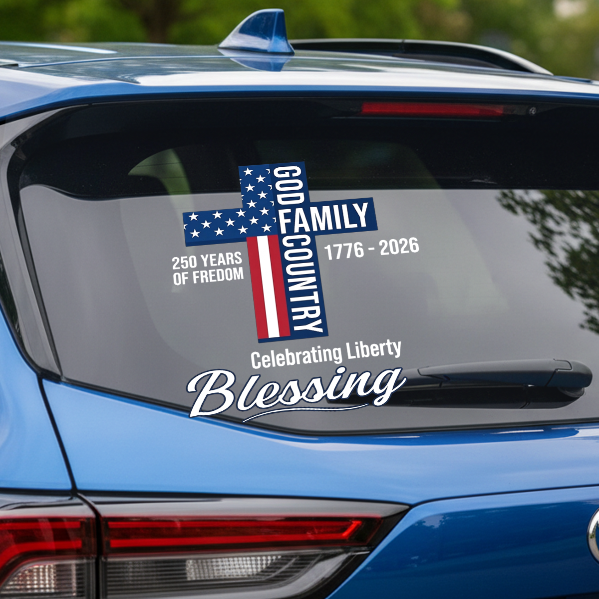 250 Years Blessing Cross Decal – Commemorative Cross Vinyl Sticker 02 - Delicate Leather  