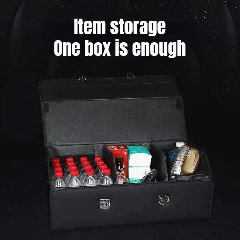 65L Car Organizer for Trunk Box - Storage & Cleaning Car Accessories - Visible Interior Vehicle Supplies - Delicate Leather  