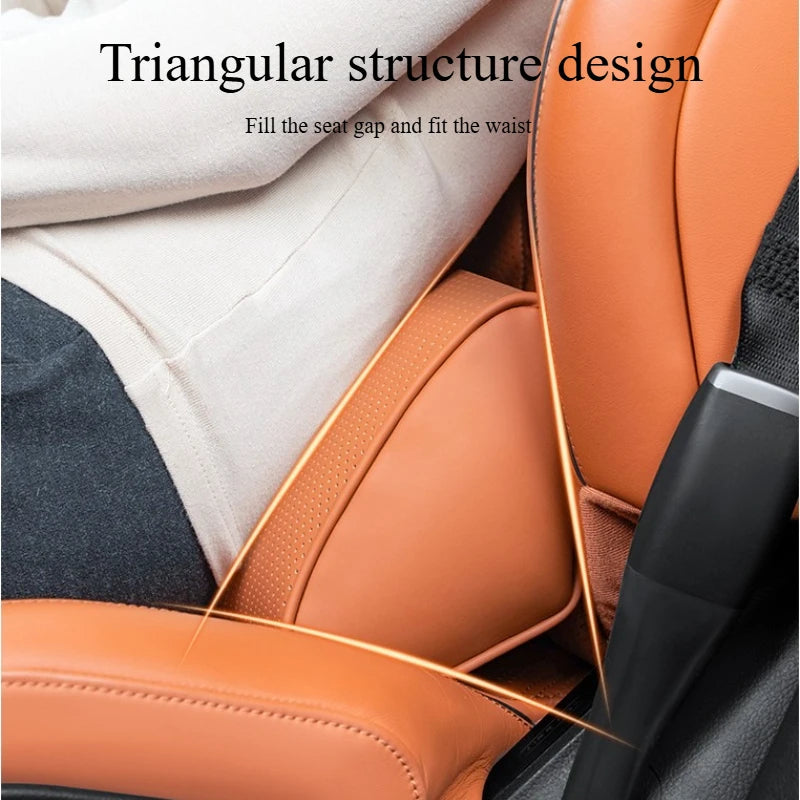 Memory Cotton Car Headrest & Lumbar Pillow Set – Leather Neck and Waist Support for Comfortable Driving - Delicate Leather  