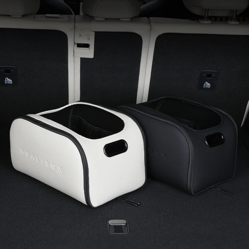 Leather Car Storage Box Organizer – Multi-Function Passenger Seat and Trunk Storage Container - Delicate Leather  
