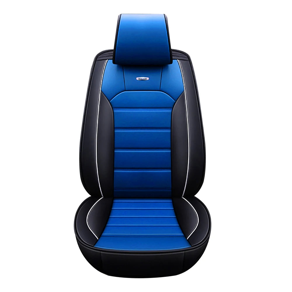 PU Leather Car Seat Covers for Front 2 Seats – Black & Blue, Waterproof, Non-Slip, and Comfortable Automotive Cushion 08