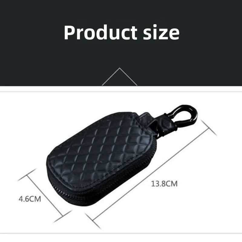 PU Leather Car Key Case – Universal Remote Key Holder Organizer Pouch - Delicate Leather  
