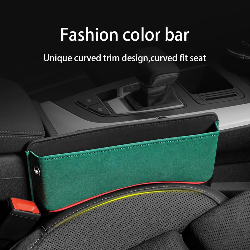 Suede Car Seat Crevice Storage Box – Gap Filler Organizer for Phone, Wallet, and Small Items - Delicate Leather  