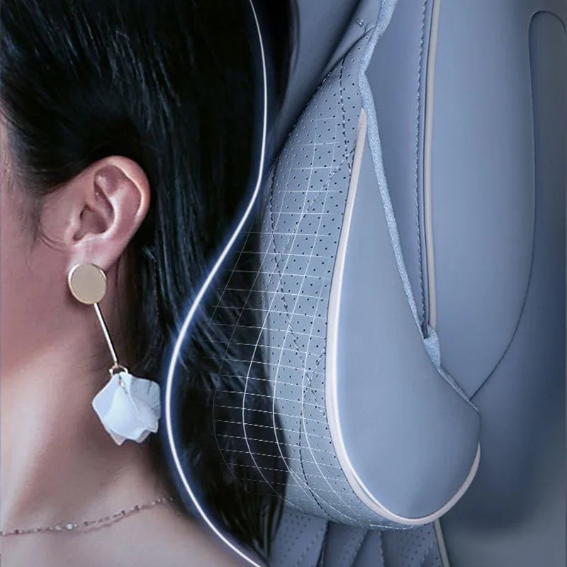 Memory Foam Car Neck Pillow & Lumbar Support Set – Breathable Headrest Cushion for BYD Seal Atto 4 EV (2022-2024) | Four-Season Universal Comfort - Delicate Leather  