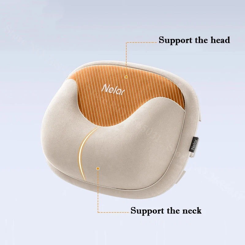 Memory Foam Car Neck Pillow and Lumbar Support – Breathable Headrest and Backrest Cushion Set - Delicate Leather  