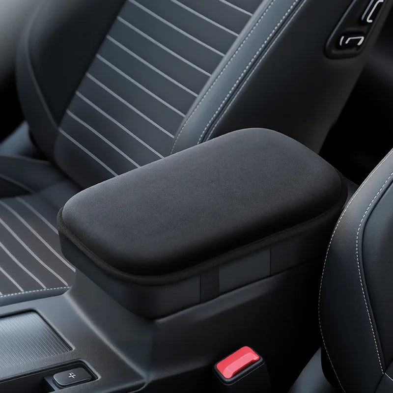Car Armrest Pad Plush Heightening Cushion for Center Console – Soft Comfort Arm Support Interior Accessory - Delicate Leather  