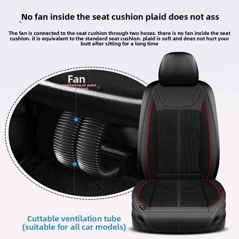 12V Universal Car Seat Ventilation Cover – Air-Conditioned Cooling Cushion for Summer Comfort - Delicate Leather  