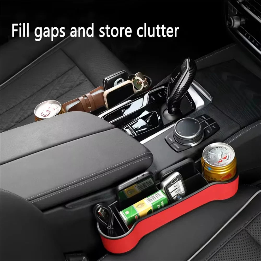 Car Seat Gap Storage Organizer – Seat Crevice Filler Pocket for Phone, Wallet & Small Items - Delicate Leather  