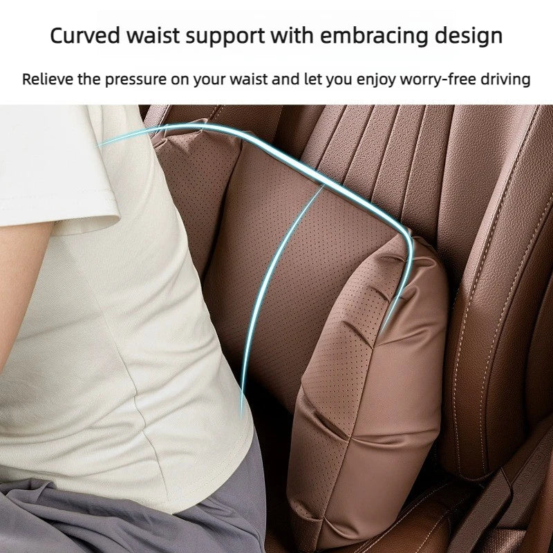 High Quality Universal Car Headrest Cushion Car Seat Neck Pillow Perforated Leather Breathable Lumbar Support Car Pillow - Delicate Leather  