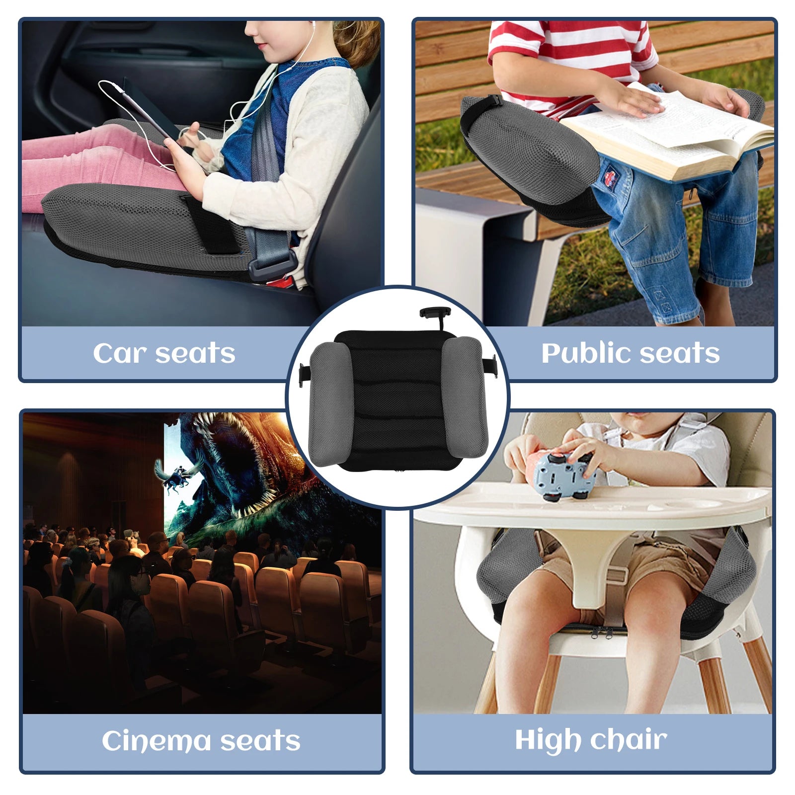 Inflatable Car Booster Seat Cushion – Portable PVC Travel Seat, Backless, Kids’ Seat with Storage Bag - Delicate Leather  