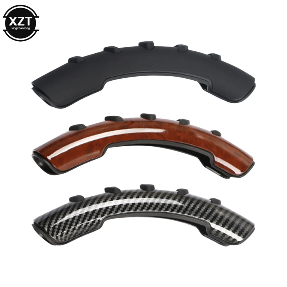 Universal Car Steering Wheel Handle Cover – Carbon Fiber & Peach Wood Grain Design | Anti-Slip, Durable, Massage Grip, Car Accessories - Delicate Leather  