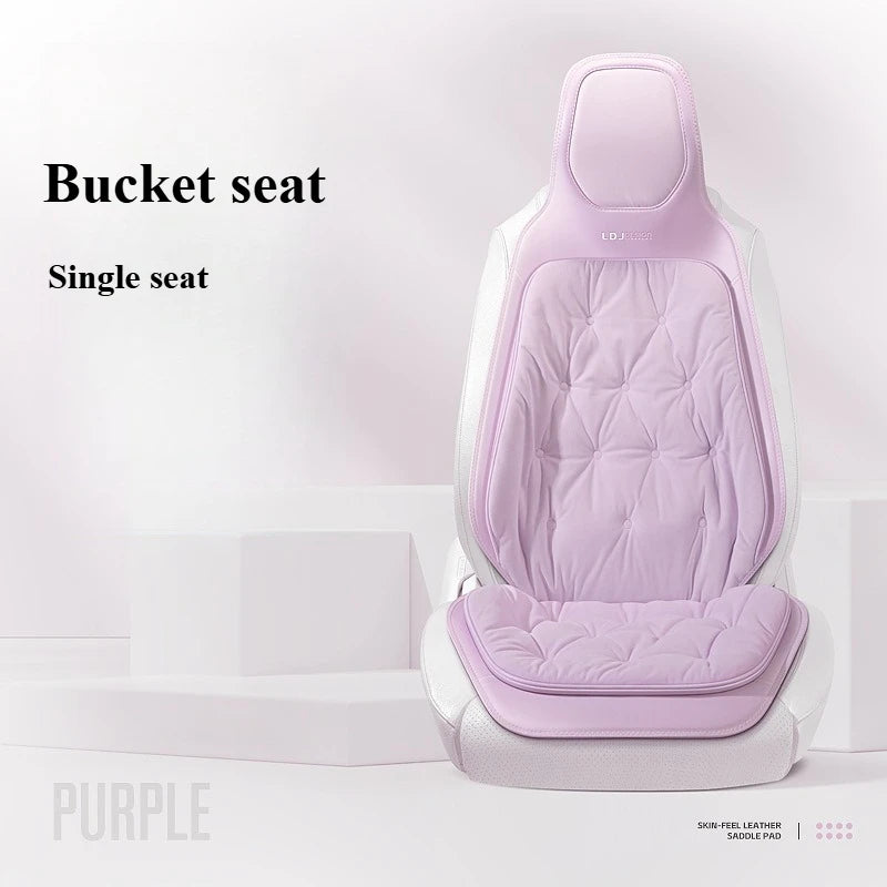 Cute Plush Car Seat Covers Full Set – Universal Four-Season Car Seat Protection Cushion - Delicate Leather  