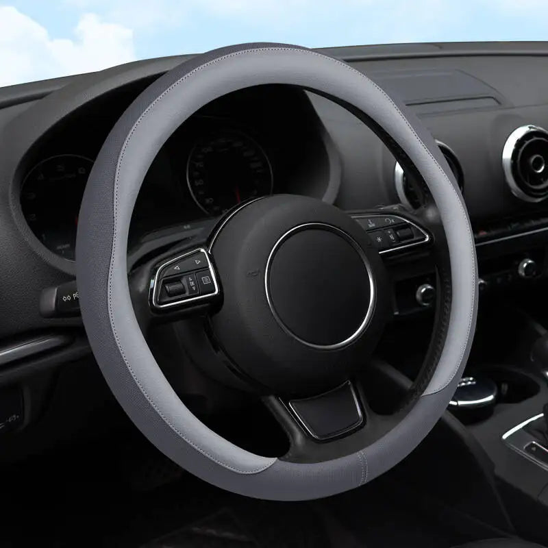 Breathable 38cm Steering Wheel Cover – Universal Non-Slip Car Handle Protector, Suitable for Most 15in Steering Wheels - Delicate Leather  