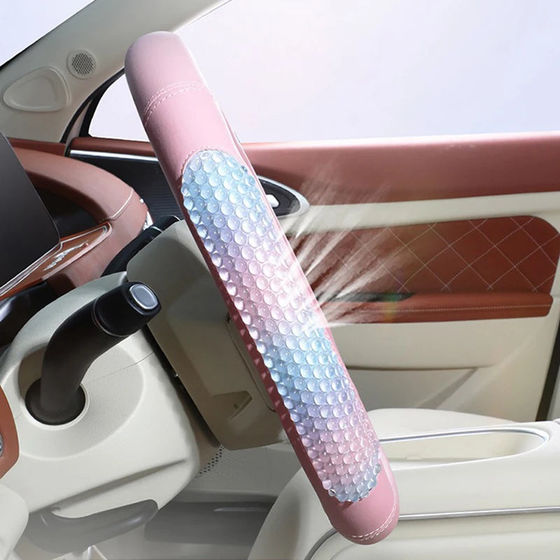 Jelly Leather Steering Wheel Cover – Colorful Universal Fit 14.5-15 Inch, Breathable & Wear-Resistant Protective Car Handle Cover - Delicate Leather  