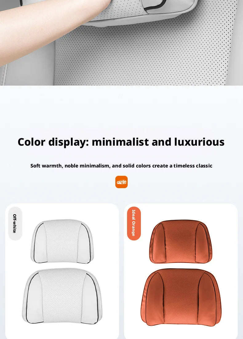 Car Headrest Neck Pillow – Memory Foam Seat Support Cushion Universal Interior Accessory - Delicate Leather  