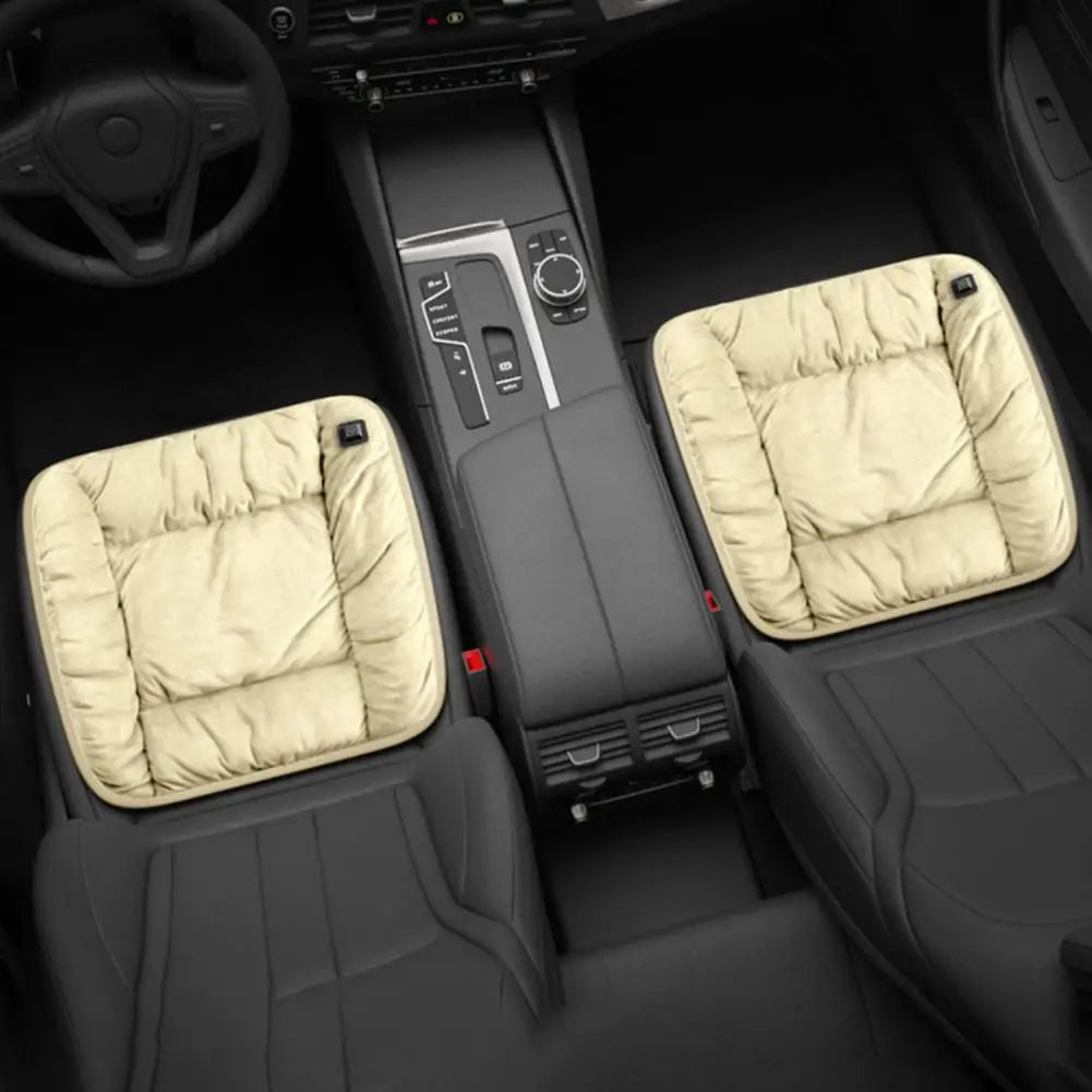 USB Powered Heated Car Seat Cushion – Fast Heating Wear-Resistant Winter Seat Warmer with Adjustable Temperature and Auto-Off - Delicate Leather  