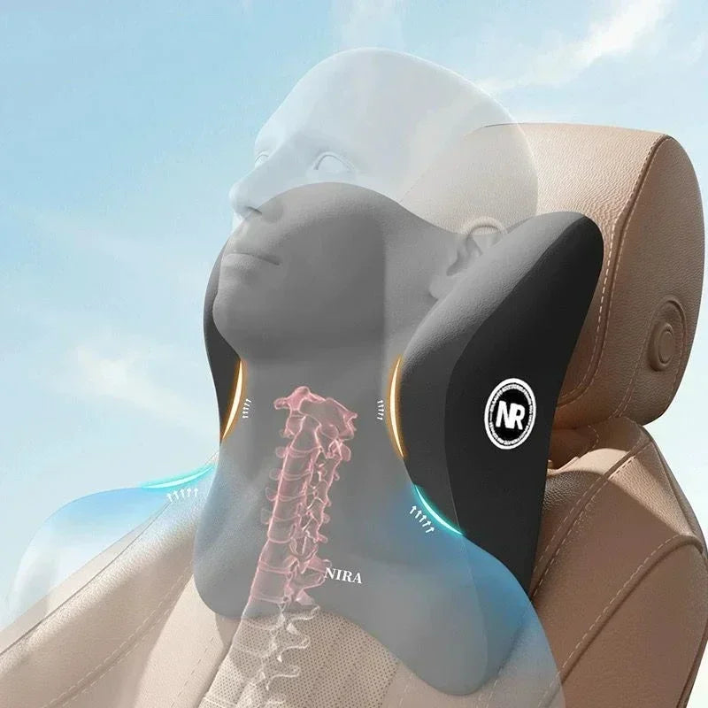 Memory Foam Car Lumbar Support Pillow – Removable Washable Backrest Cushion, Universal Fit - Delicate Leather  