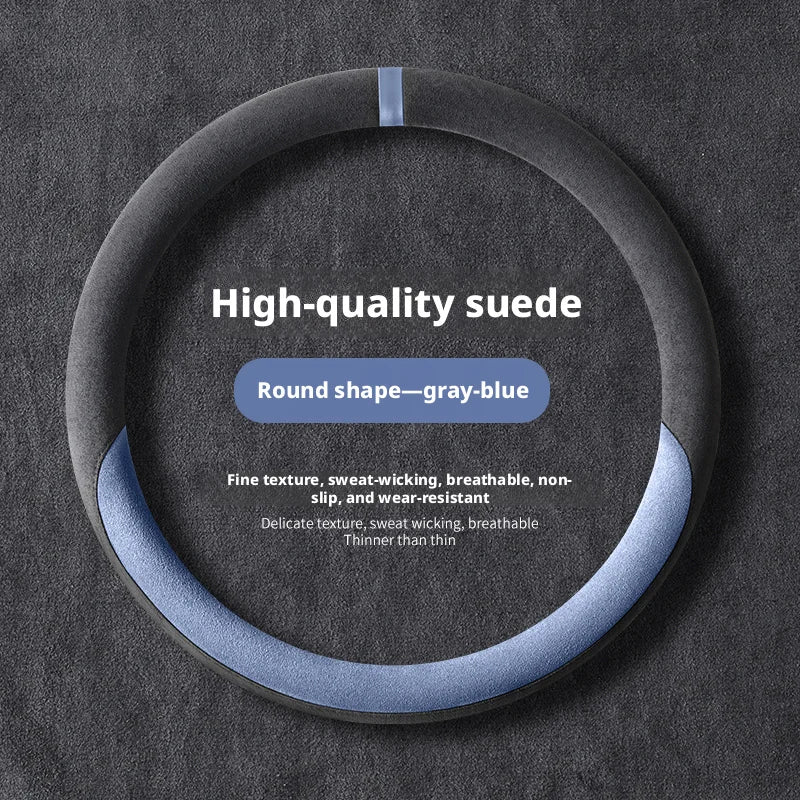 Dual-Color Steering Wheel Cover – Anti-Slip Universal Grip Interior Accessory - Delicate Leather  