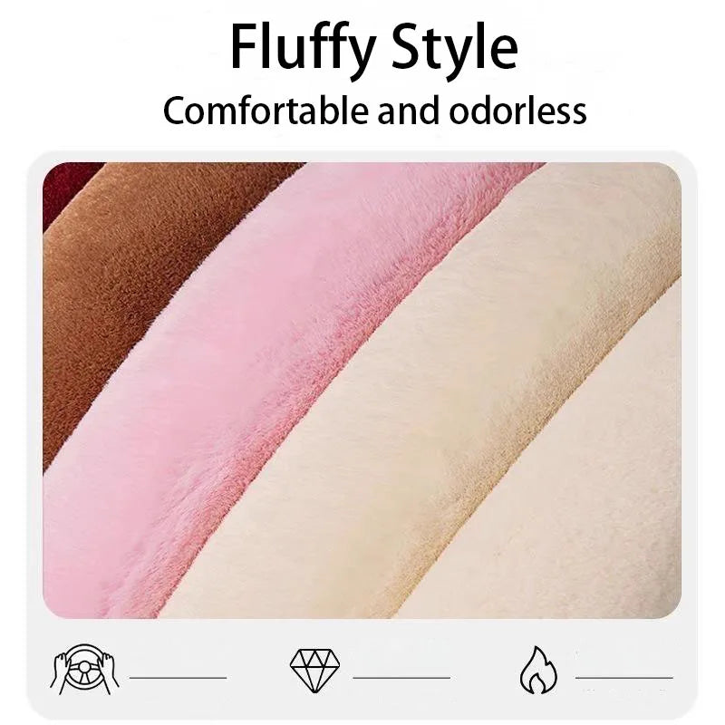 Segmented Wave Plush Steering Wheel Cover – Breathable Anti-Slip Grip, Warm & Comfortable, Universal Fit - Delicate Leather  
