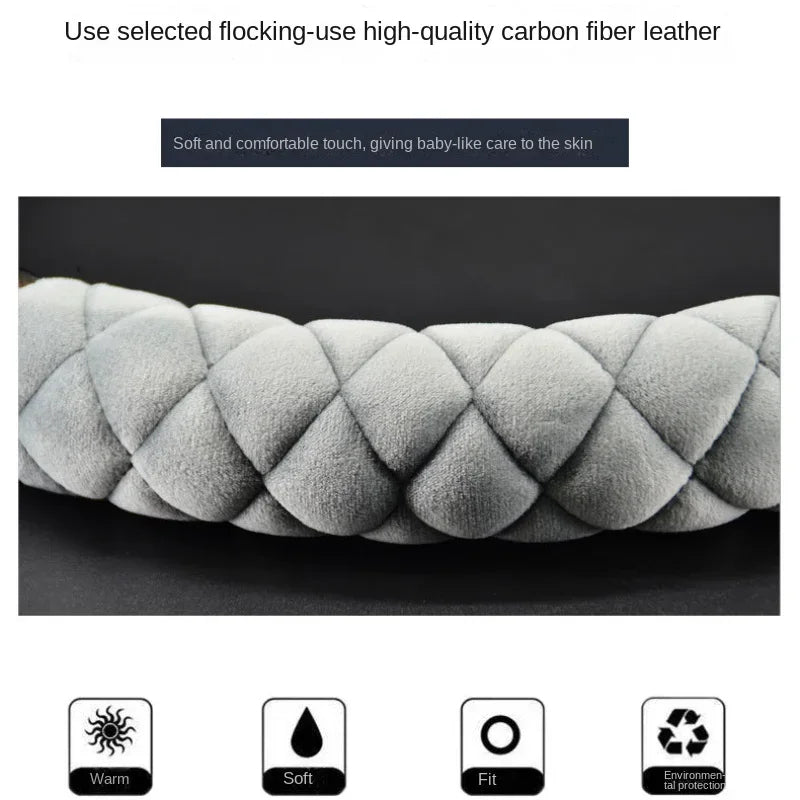 Short Plush Warm Steering Wheel Cover – Soft, Non-Slip, Fashionable Car Interior Accessory - Delicate Leather  