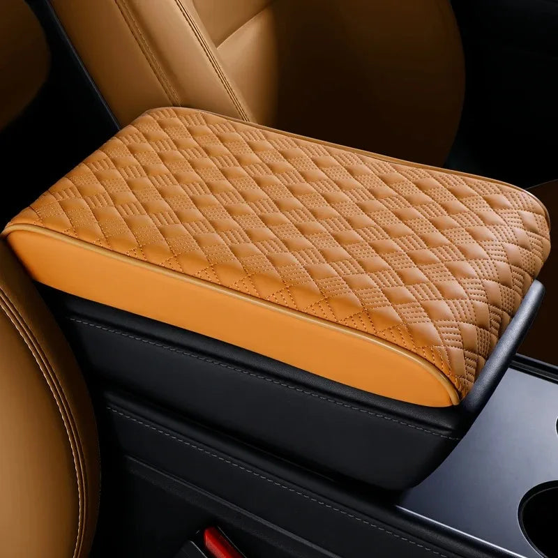 Premium Nappa Leather Center Console Pad – Universal Armrest Riser Cushion, Comfortable & Scratch-Resistant - Delicate Leather  