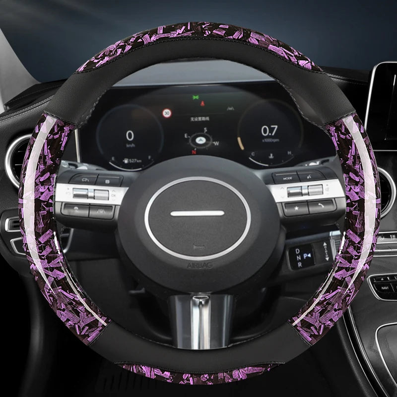 PU Leather Steering Wheel Cover – Anti-Slip Universal Fit Interior Accessory - Delicate Leather  