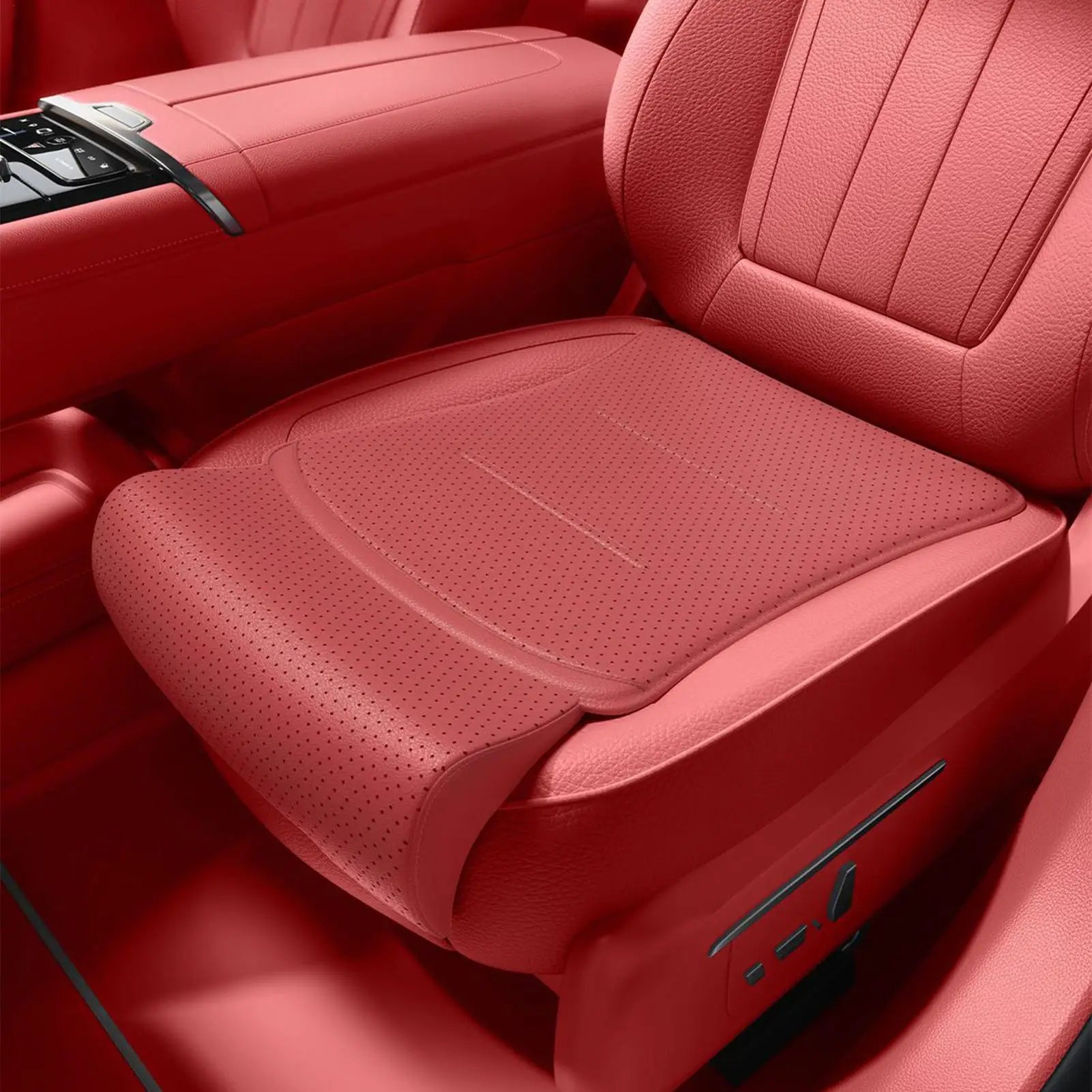 Car Seat Extension Cushion – Integrated Leg Support, Ergonomic Seat Extender, Vehicle Chair Pad for Drivers - Delicate Leather  
